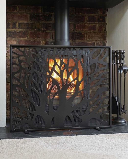 "The Linden" Contemporary Black Fire Screen