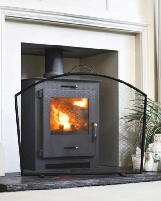 "The Quadrata" Black Fire Guard In A Fireside Setting "The Quadrata" Black Fire Guard In A Fireside Setting
