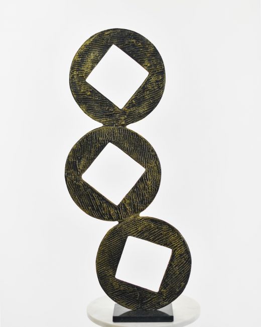 "Triple Aspect" Cast Aluminium Home Ornament - Black and Gold