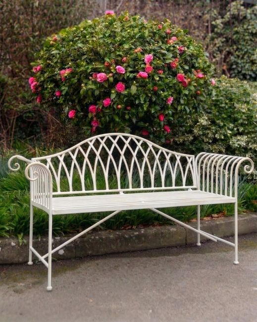 "Twilight" Wrought Iron Arched Garden Bench white