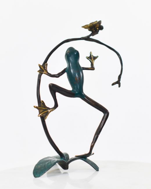 "Verdigris Voyager" Frog Ornament in Cast Brass