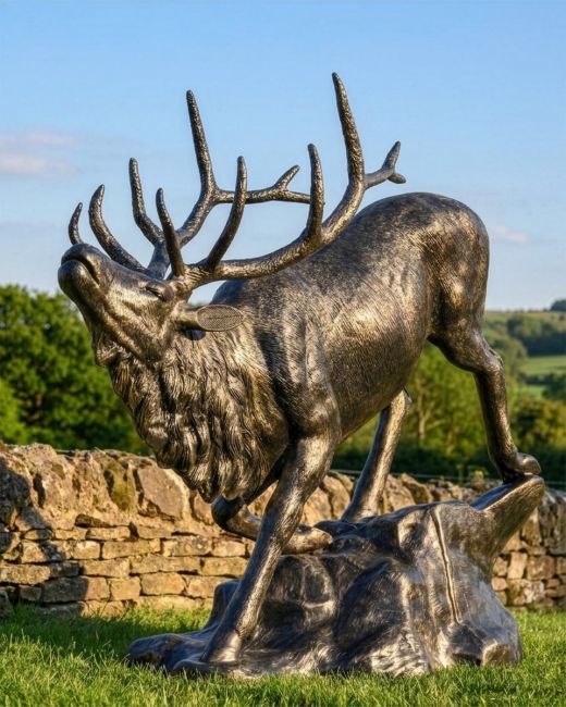 "Wapiti" Elk on Rock Sculpture Digital Illustration
