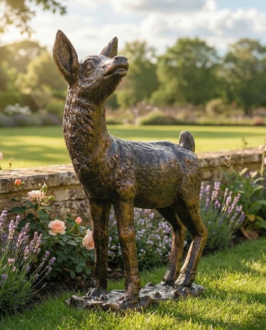"Willow" Fawn On Base Garden Sculpture digital illustration