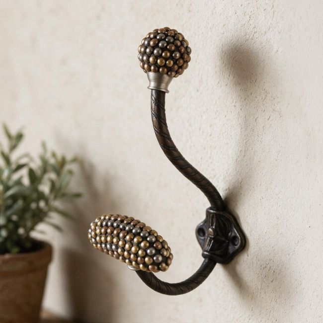 Mixed Metal Beaded Contemporary Coat hook