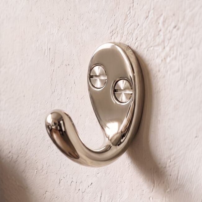 Polished Nickel Single Pronged Coat Hook Polished Nickel Single Pronged Coat Hook