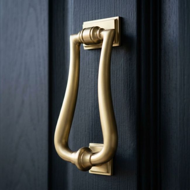 Satin Brass Art-Deco Style Door Knocker - 148mm x 90mm Satin Brass Art-Deco Style Door Knocker - 148mm x 90mm