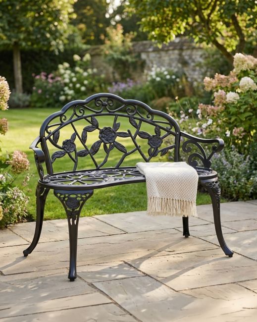 Black Rose Design Bench - Thumbnail