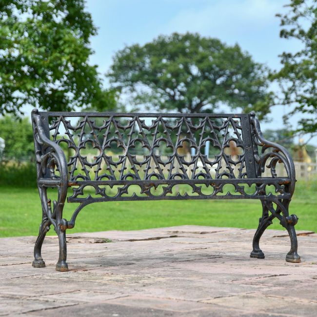 Victorian Cast Iron Two Seat Bench in an Aged Black Finish Victorian Cast Iron Two Seat Bench in an Aged Black Finish