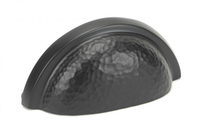 Aged Copper Curved Drawer Pull with Hammered Handle