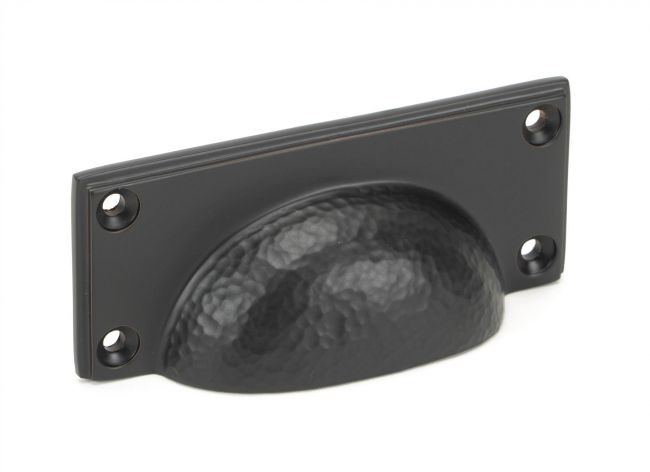 Aged Copper Rectangular Drawer Pull with Curved Hammered Handle Aged Copper Rectangular Drawer Pull with Curved Hammered Handle