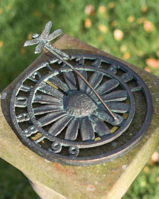 Aged Iron Raised Dragonfly Sundial Aged Iron Raised Dragonfly Sundial