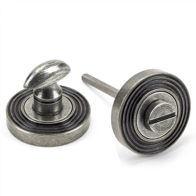 Aged Pewter Concealed Thumbturn Set with Layered Beehive Cover