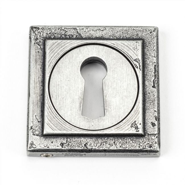 Aged Pewter Simple Square Escutcheon Aged Pewter Simple Square Escutcheon