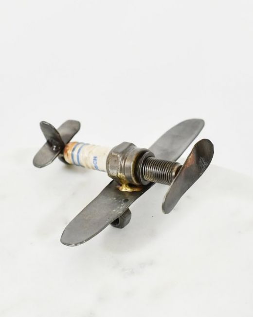 Recycled Metal Airplane Sculpture