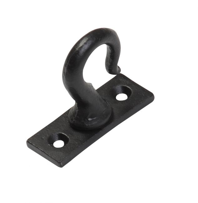 Antique Black Iron Ceiling Hook On Rectangular Backplate Antique Black Iron Ceiling Hook On Rectangular Backplate
