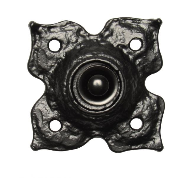 Antique Black Iron Flower Design Front Door Bell Push