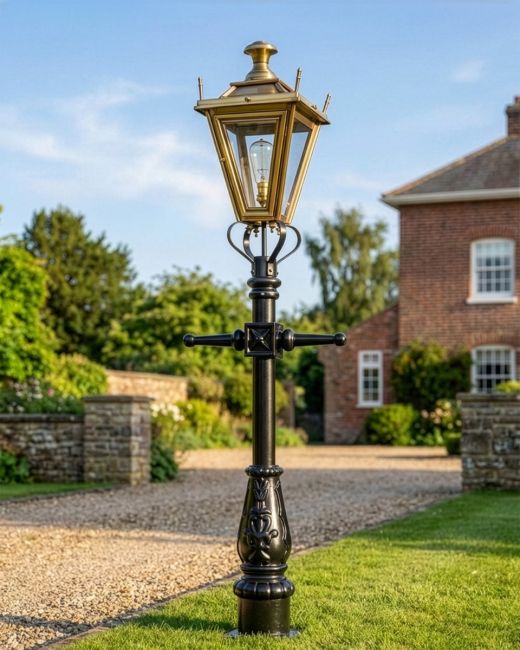 Antique Brass Dorchester Miniature Lamp Post - 1.5m digital illustration