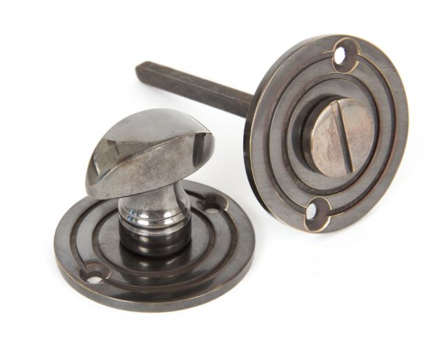 Antique Brass Round Bathroom Thumb Lock