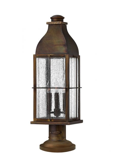 Antique Brass Spotted Glass Pillar Light 63cm Antique Brass Spotted Glass Pillar Light 63cm