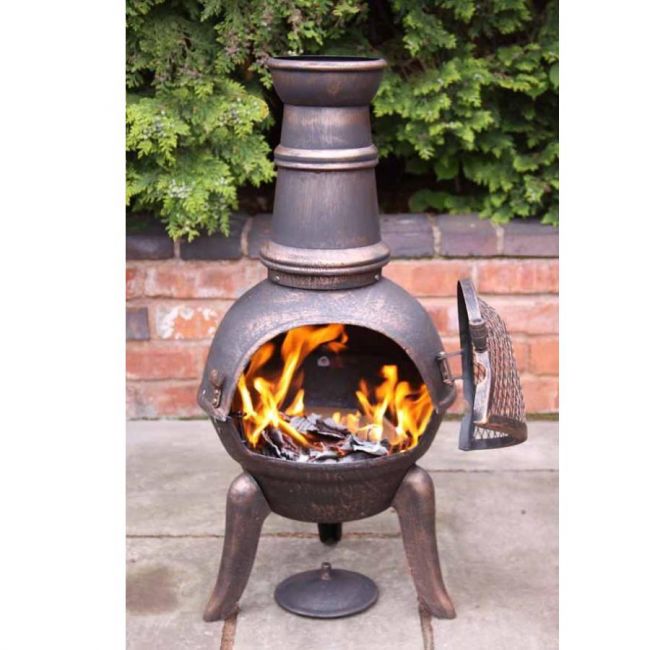 Antique Bronze Chimenea in Situ Antique Bronze Chimenea in Situ