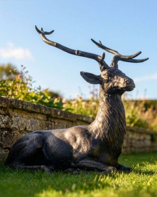 Antique Bronze "General" Sitting Stag Garden Sculpture Digital Illustration