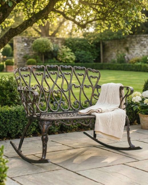 Antique Bronze "Hawthorn" Heart Rocking Bench 