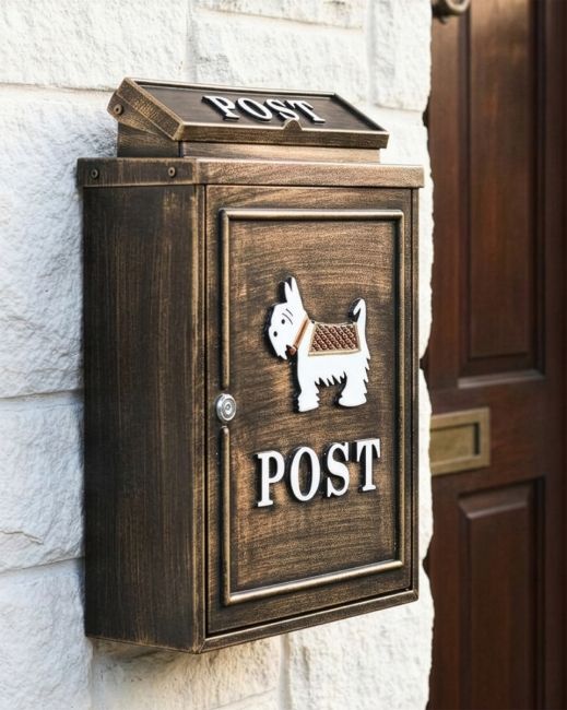 Antique Bronze Oxford "Scottish Terrier" Wall Mounted Post Box digital illustration