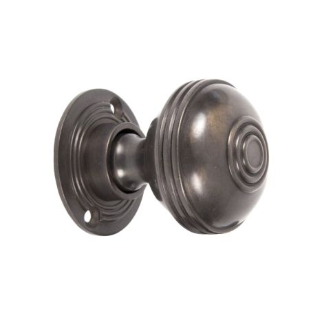 Antique Bronze Ridged Door Knob Set