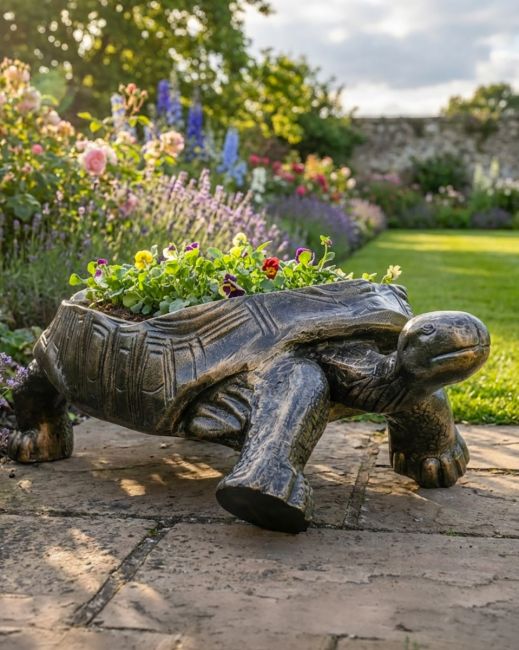 Antique Bronze Tortoise Planter digital illustration Antique Bronze Tortoise Planter digital illustration