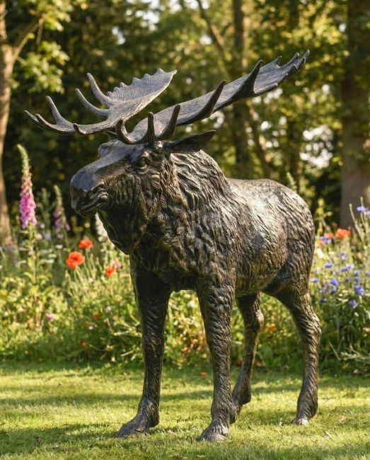 Antique Gold "Mickey Moose" Cast Aluminium Moose Garden Sculpture Antique Gold "Mickey Moose" Cast Aluminium Moose Garden Sculpture