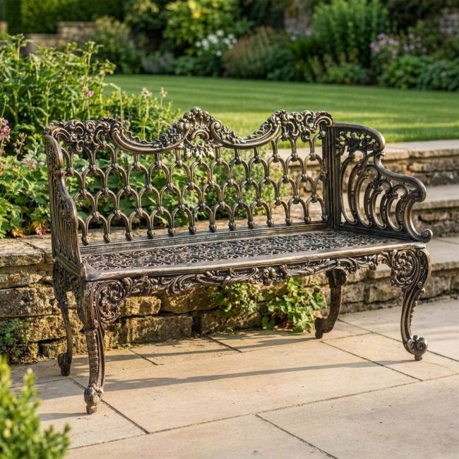 Antique Gold "Roman Buckle" Three Seater Garden Bench Digital Illustration Antique Gold "Roman Buckle" Three Seater Garden Bench Digital Illustration