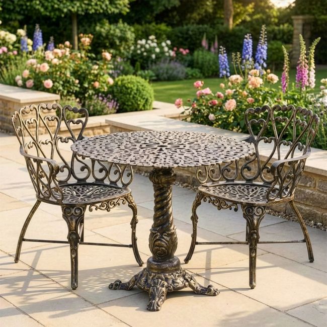 Antique Gold "Royal Ascott" Two Seater Bistro Set digital illustration