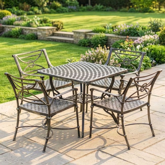 Antique Gold "Summer Sunshine" Four Seater Table & Chair Set digital illustration