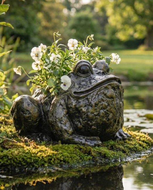 Antique Gold Bullfrog Planter digital illustration Antique Gold Bullfrog Planter digital illustration