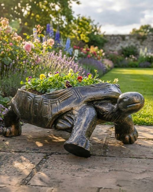 Antique Gold Tortoise Planter digital illustration