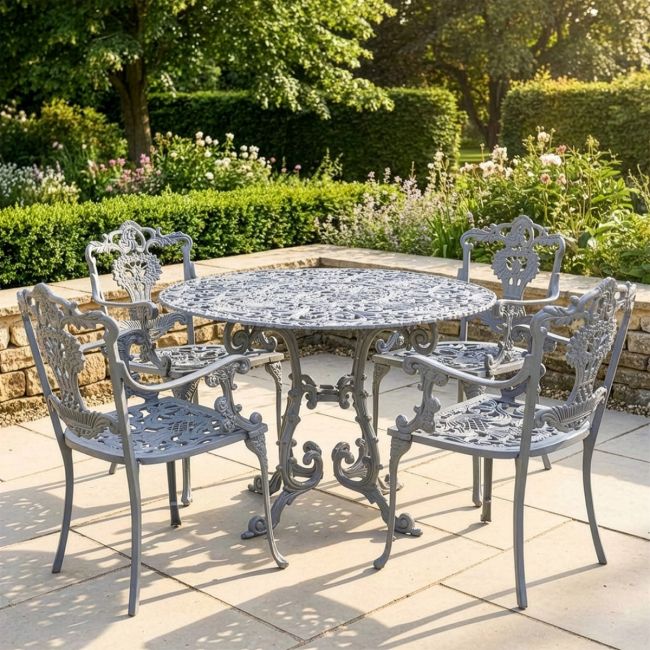 Antique Grey "Versailles" Four Seater Dining Set digital illustration