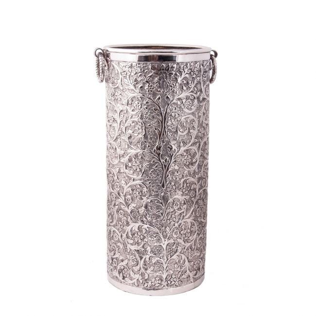 “Montania Manor” Umbrella Stand in an Antique Nickel Finish