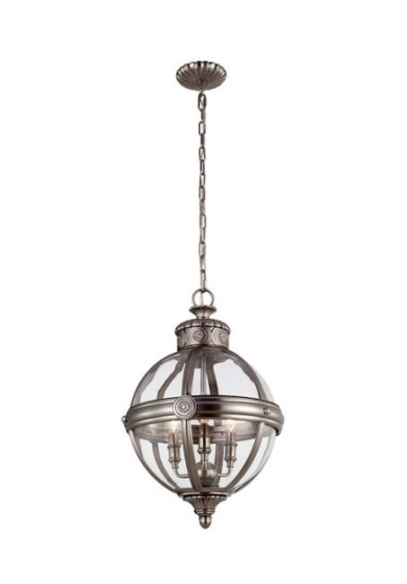 "Hethwell House" Antique Nickel Glass Orb Hanging Light "Hethwell House" Antique Nickel Glass Orb Hanging Light