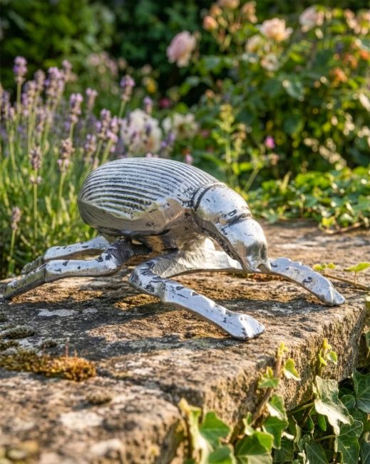Antique Silver "Scarab" Beetle Sculpture Digital Illustration Antique Silver "Scarab" Beetle Sculpture Digital Illustration