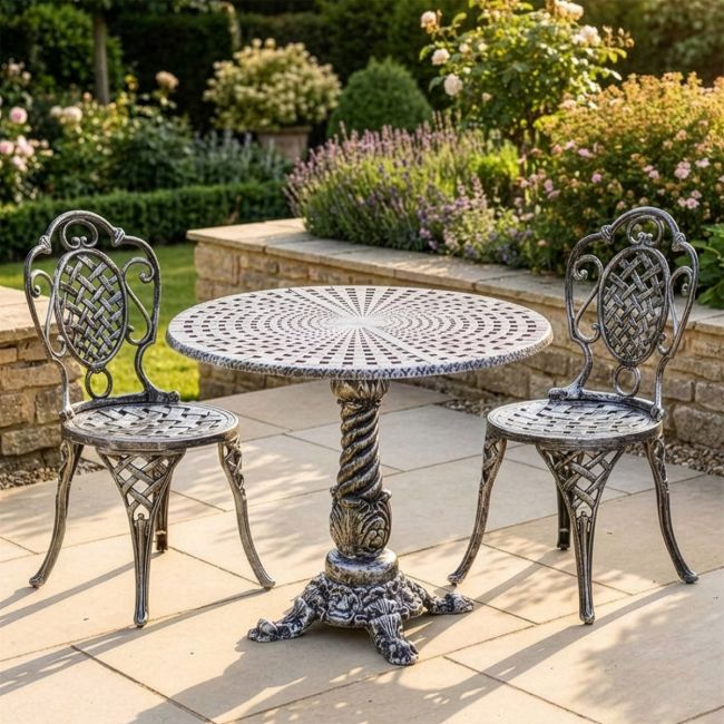 Antique Silver "Valhalla" Two Seater Bistro Set digital illustration