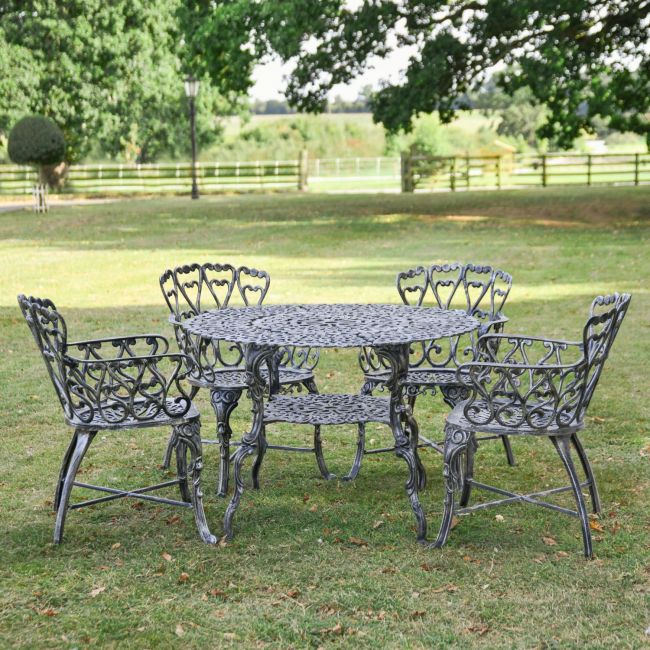 Antique Silver "Edworth Manor" Four Seater Dining Set Antique Silver "Edworth Manor" Four Seater Dining Set