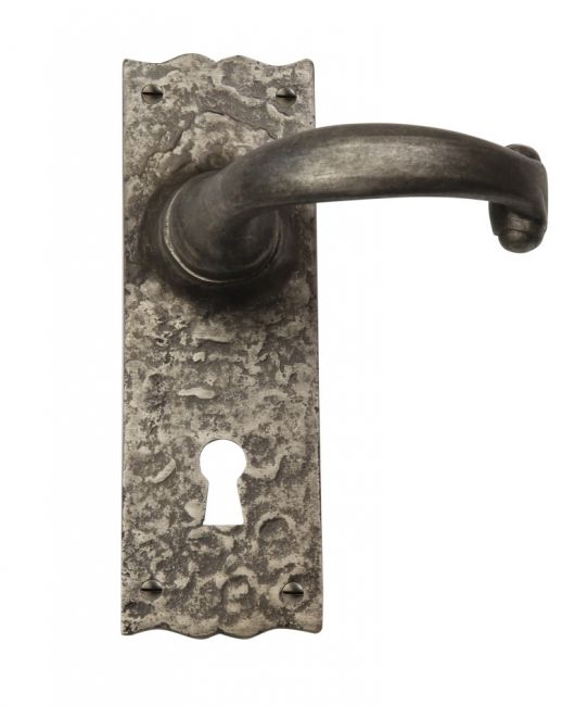 Scrolled Handle Lever Lock Set Antique Pewter 