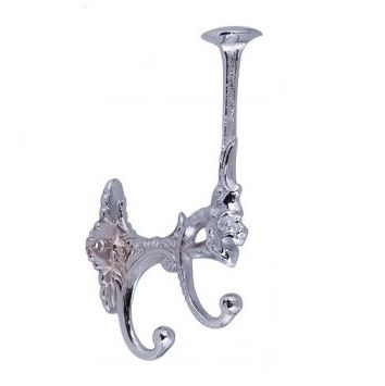 Bright Chrome Art Deco Styled 3 Prong Hat and Coat Hook Bright Chrome Art Deco Styled 3 Prong Hat and Coat Hook