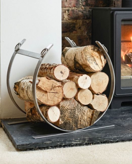 Pewter Blacksmith Curved Log Rack Pewter Blacksmith Curved Log Rack