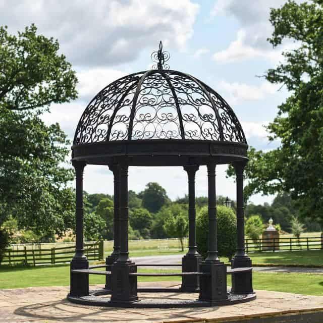 Deluxe Wrought Iron "Aurelia" Black Powder Coated Gazebo - Thumbnail Deluxe Wrought Iron "Aurelia" Black Powder Coated Gazebo - Thumbnail