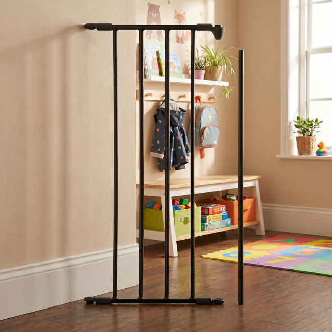 Baby Dan Black Flex/Configure Extension Section in a Child"s Playroom