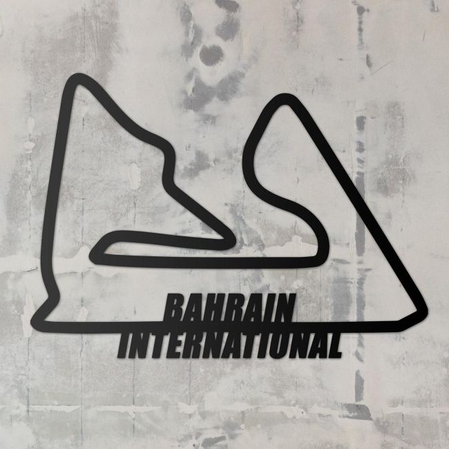 Bahrain International Racing Circuit Wall Art on a Rustic Grey Wall Bahrain International Racing Circuit Wall Art on a Rustic Grey Wall
