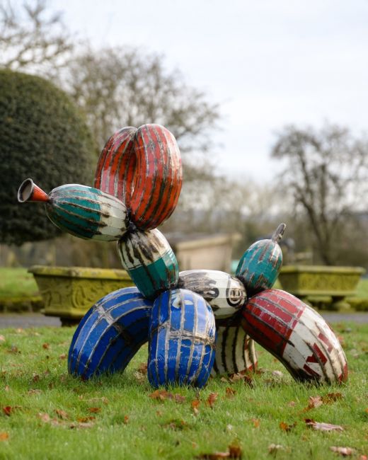 ‘Tangle’ the Balloon Dog Upcycled Oil Drum Garden Sculpture main image side view