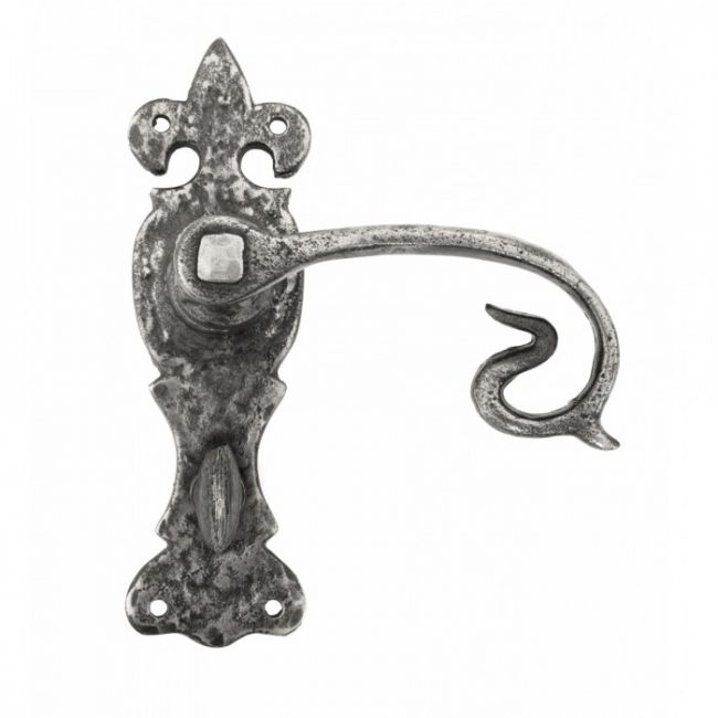 Natural Iron Curved Door Handle With bathroom Lock