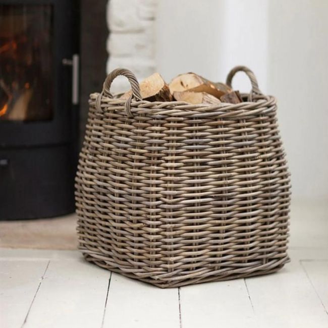Woven Rattan Tapered Log Basket Woven Rattan Tapered Log Basket
